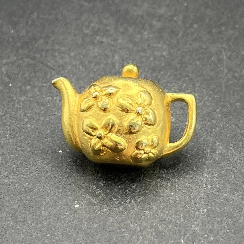 Gold Tone 3D Teapot Kettle Lapel Hat Pin‎